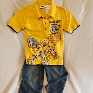 NWOT Kids Transformers Bumblebee polo shirt